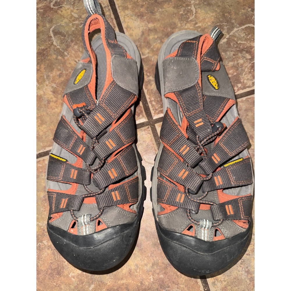 Keen Newport H2 Waterproof Sandals Mens 12 Grey Orange Hiking Shoes 1001921